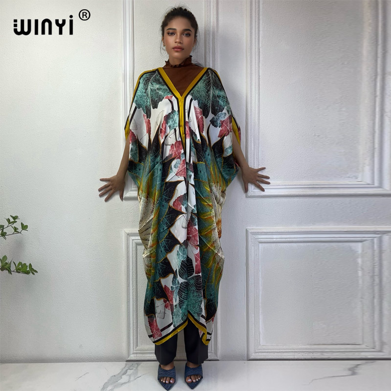 Robe Silk Women - WINYI-Robe de plage africaine à col