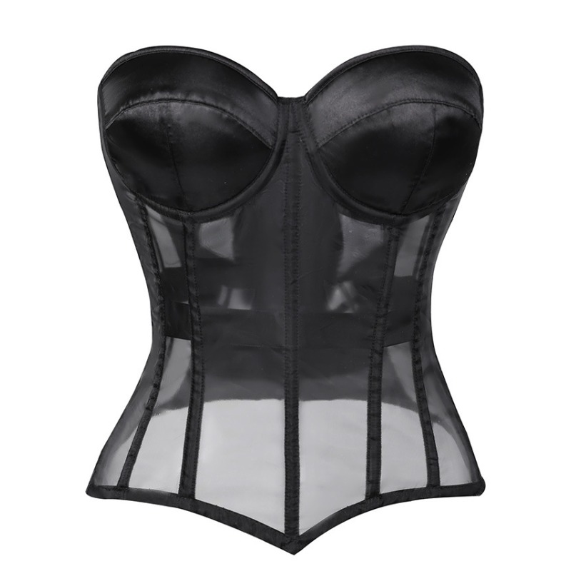 Corset Waist Cinch - Corset noir sans bretelles en maille