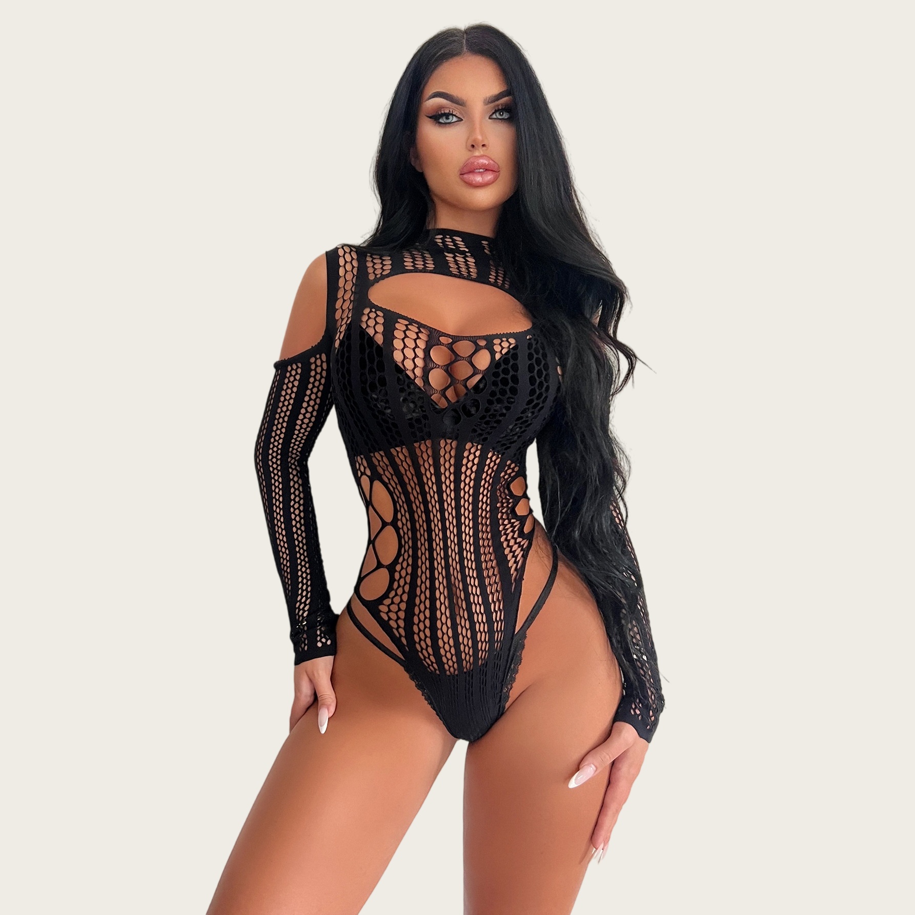 Bodystocking Fishnet - Body dos nu pour femmes, sous-vêtements