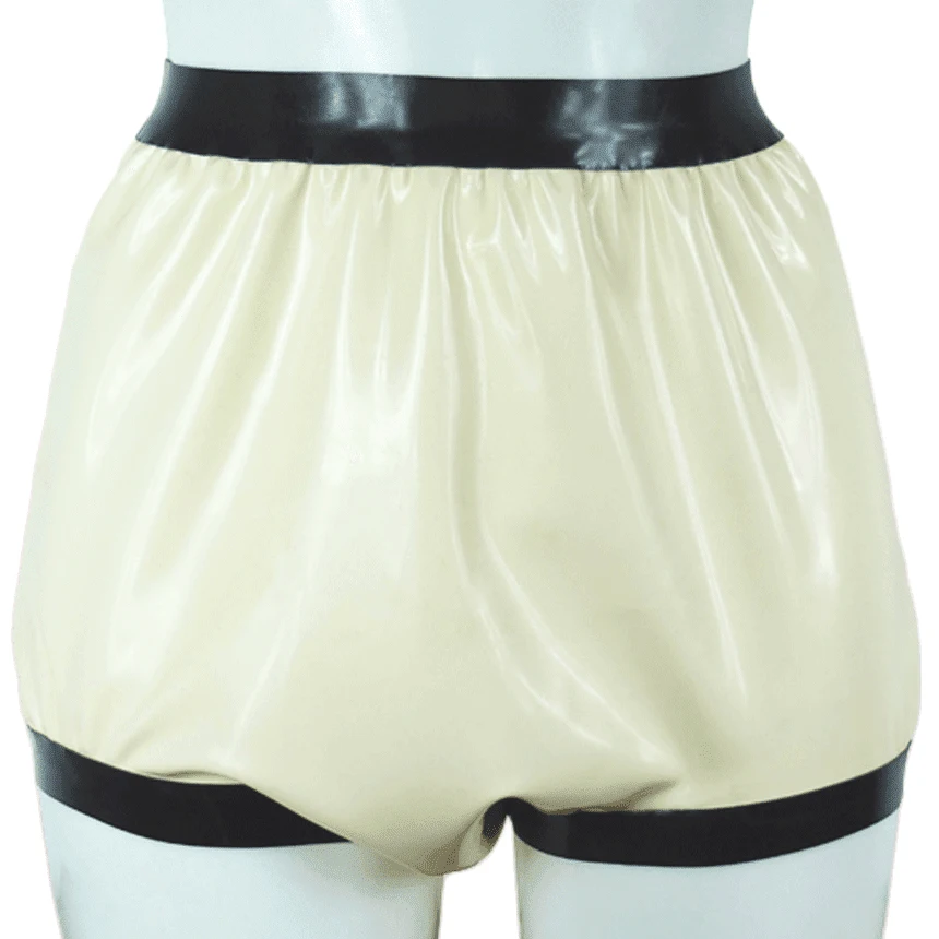 Boyshort Underwear - Couche-culotte en Latex Transparent et noir,