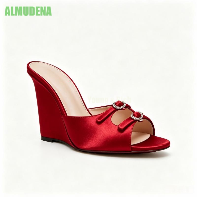 Sandales mules à talon compens - Slip Dress Satin avis et prix